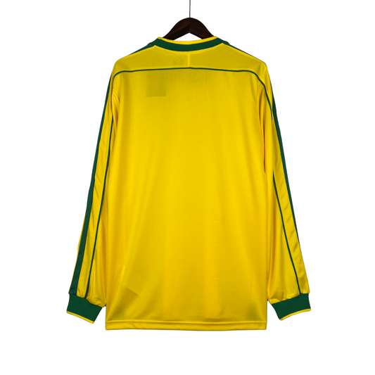 Brazil Home Jersey 1998 Retro Long Sleeve