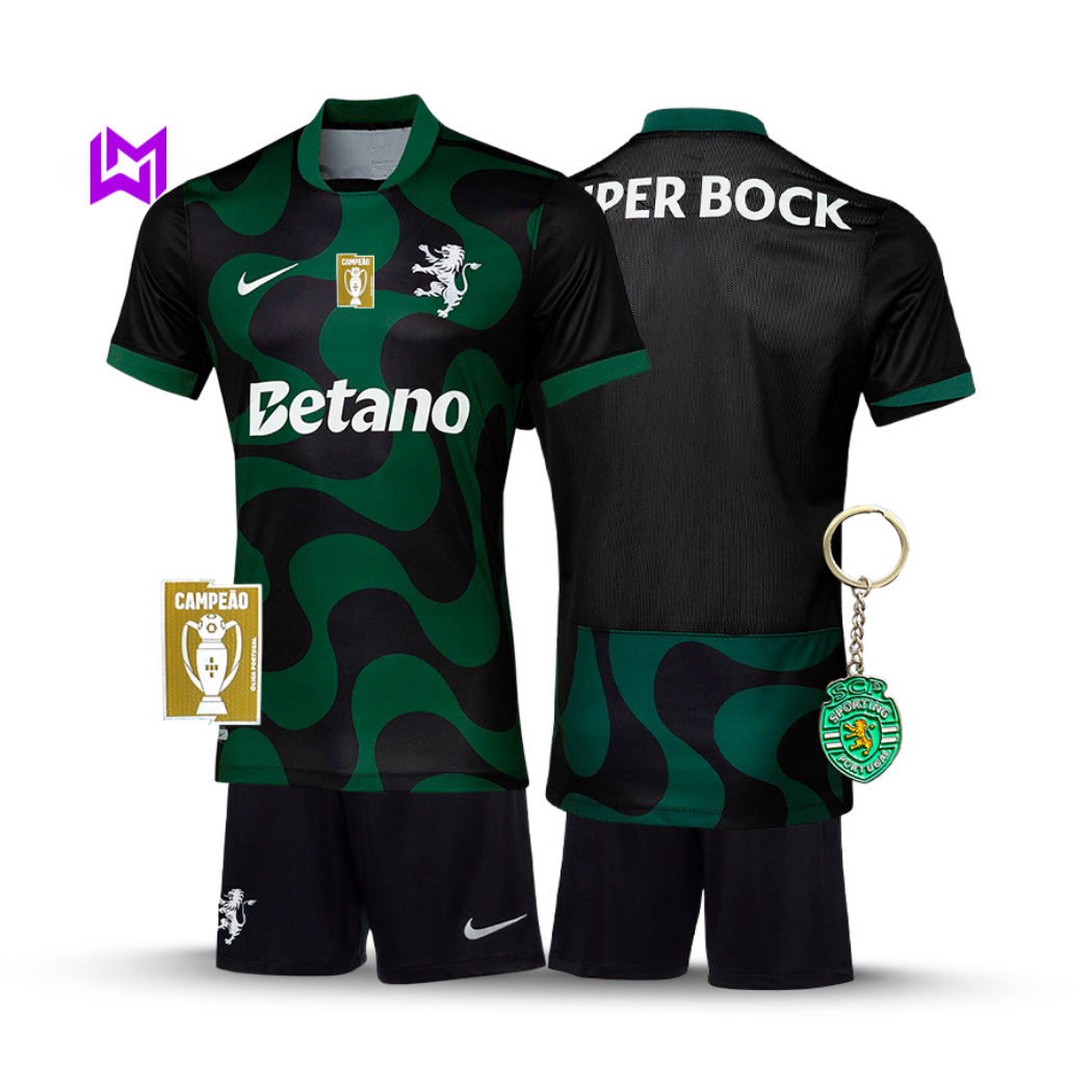 Conjunto infantil Sporting Alternativa Negro 2025/26 - ¡NUEVO LANZAMIENTO! 🔥💚