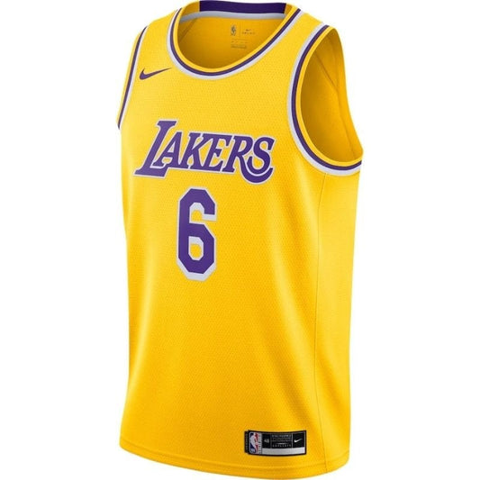 Camiseta amarilla del jugador de la NBA LeBron James #6 de Los Angeles Lakers 2021/22