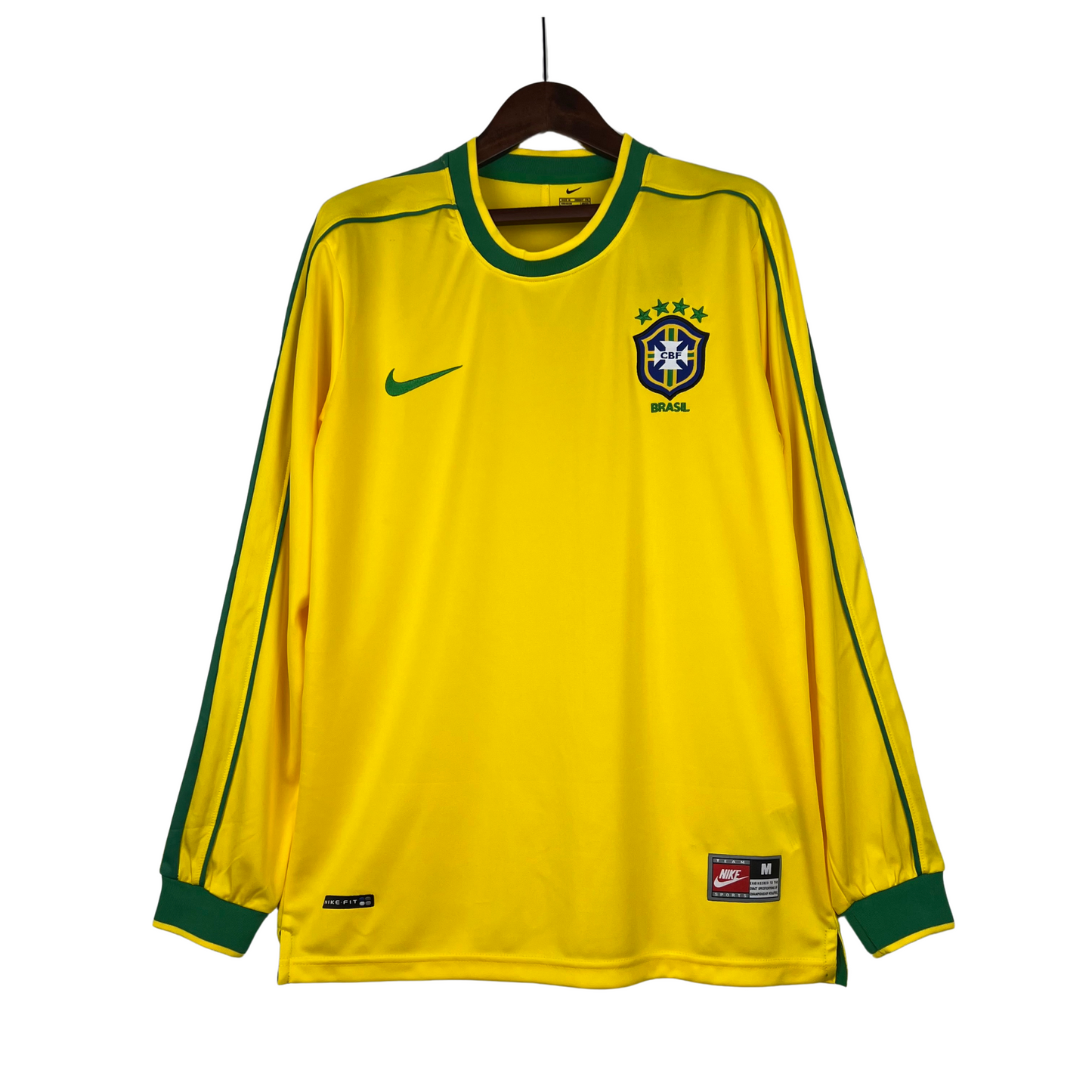 Camisa Brasil I 1998 Retrô Manga Longa