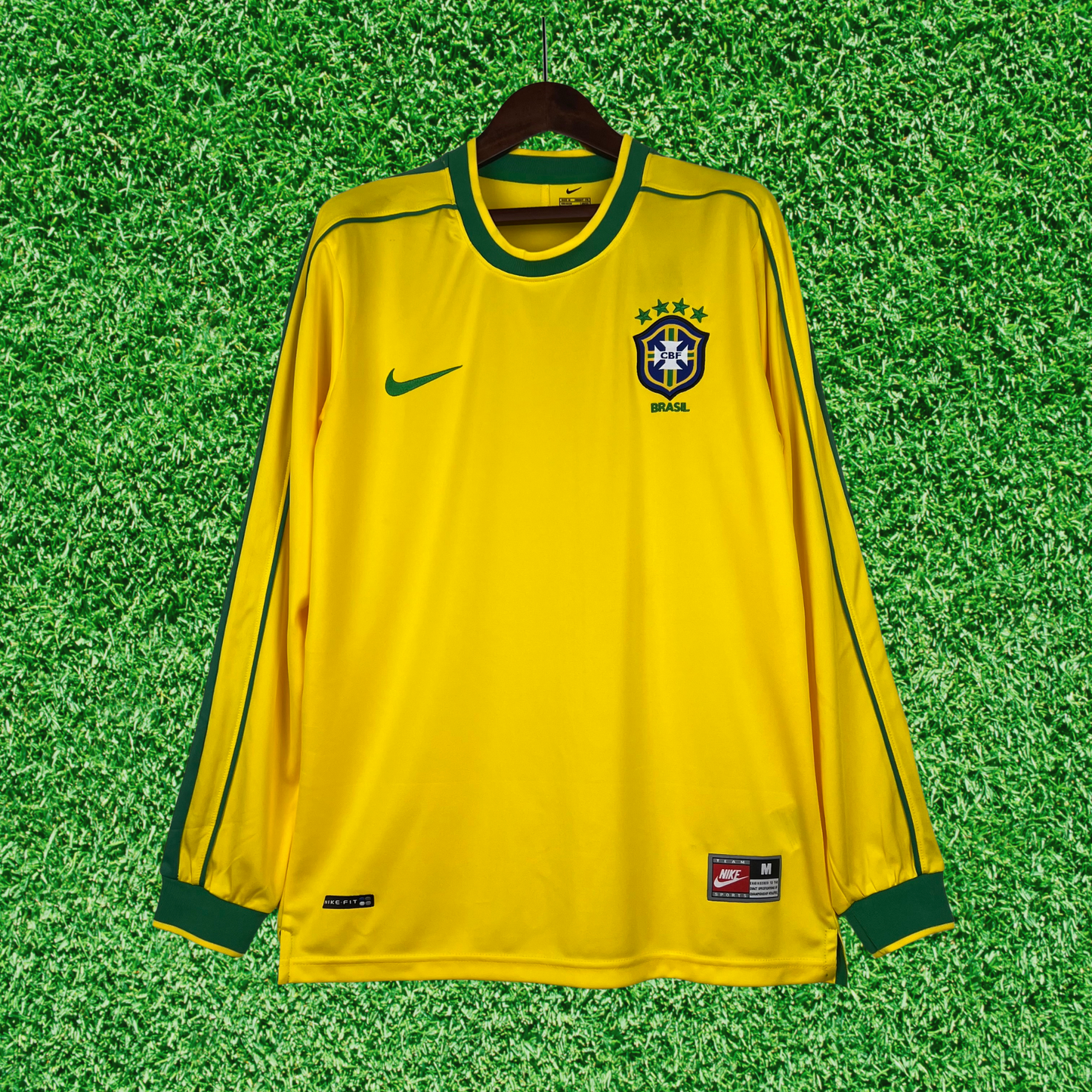 Camisa Brasil I 1998 Retrô Manga Longa