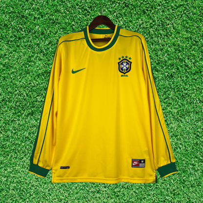 Camisa Brasil I 1998 Retrô Manga Longa