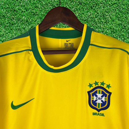 Camisa Brasil I 1998 Retrô Manga Longa