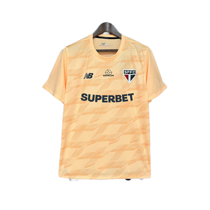 Camiseta de entrenamiento del Sao Paulo 24/25 - Beige - Todos los patrocinadores - Versión para aficionados