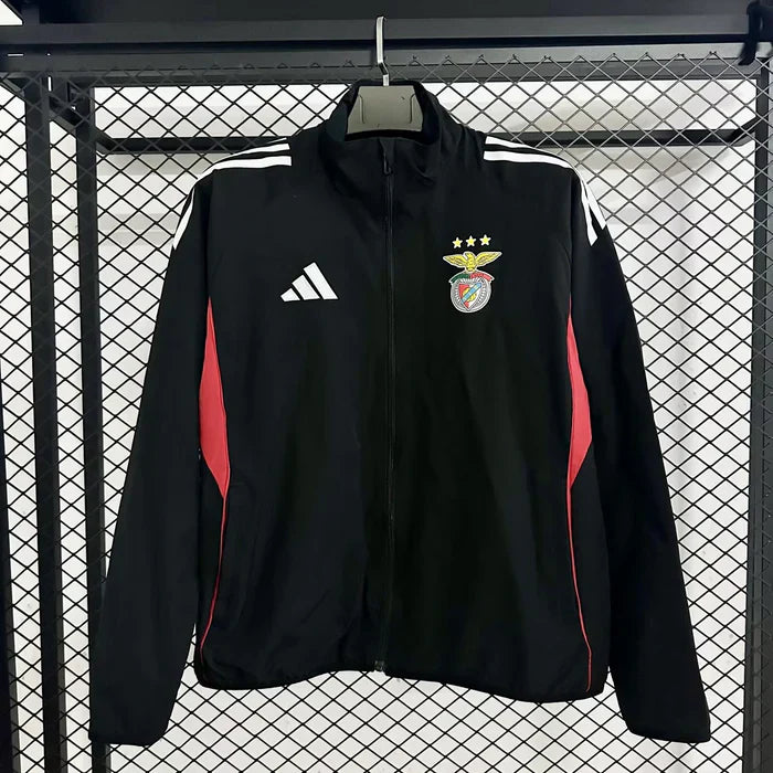 Chaqueta negra y roja 2025/26 con cremallera completa del Benfica
