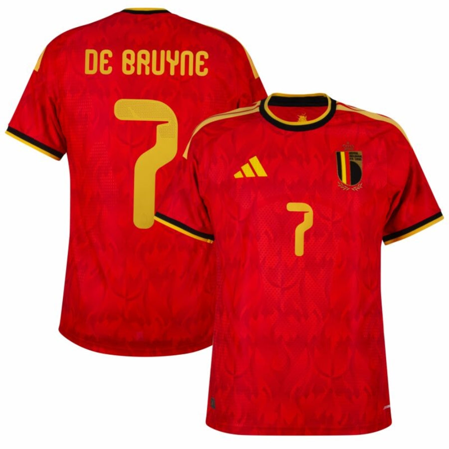 Camiseta de aficionado de Bélgica (local) con el número 7 de De Bruyne para la Copa Mundial 2026