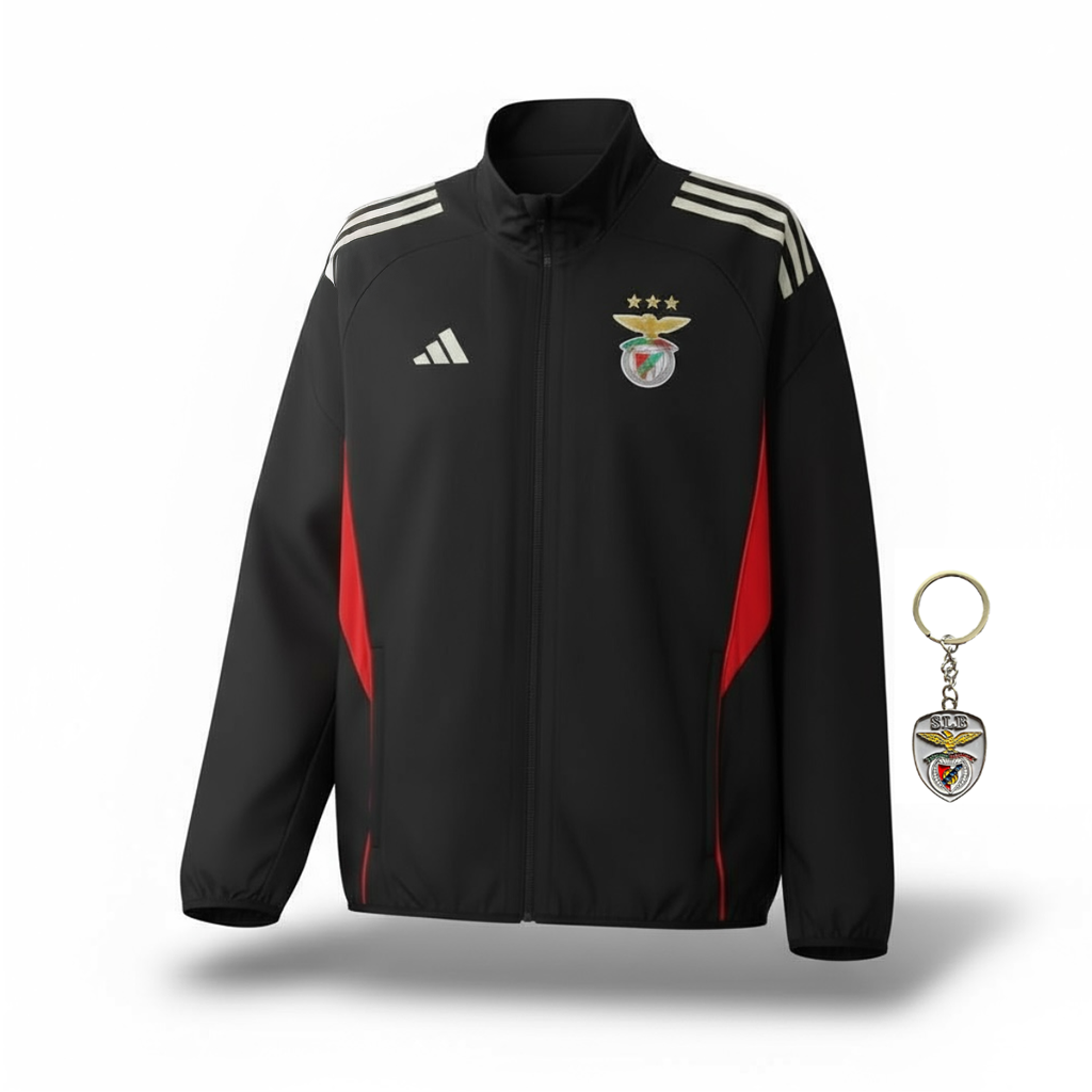 Chaqueta negra y roja 2025/26 con cremallera completa del Benfica