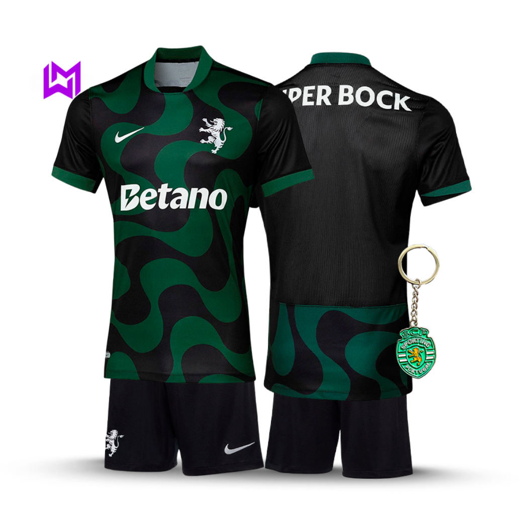 Conjunto infantil Sporting Alternativa Negro 2025/26 - ¡NUEVO LANZAMIENTO! 🔥💚 