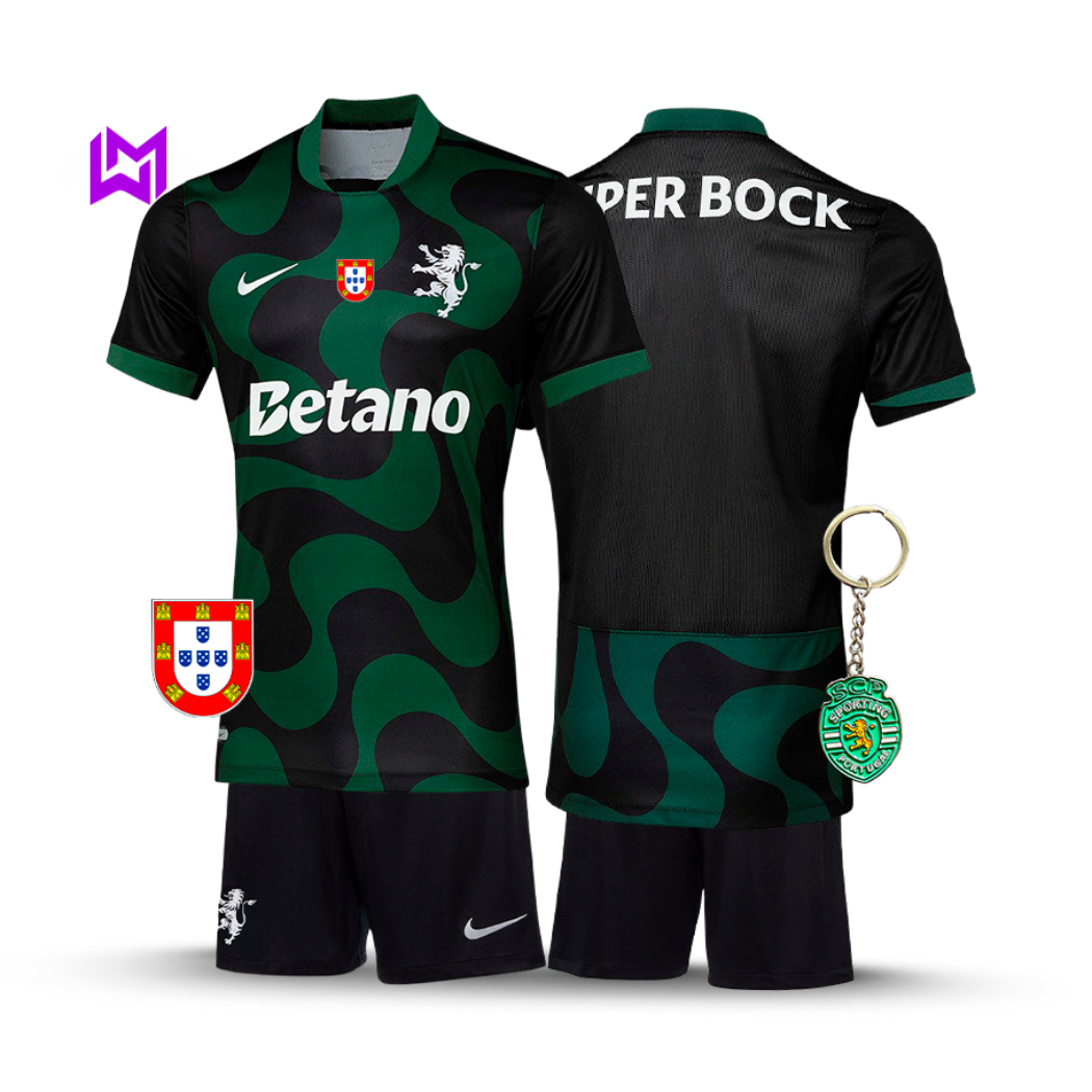Conjunto infantil Sporting Alternativa Negro 2025/26 - ¡NUEVO LANZAMIENTO! 🔥💚 