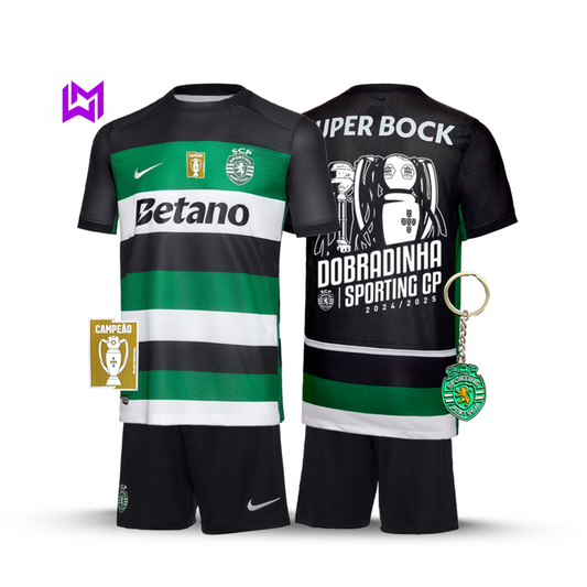 Conjunto Deportivo Infantil Principal DOBRADINHA 2024/25 - ¡MODELO EXCLUSIVO! 🦁🏆🏆 