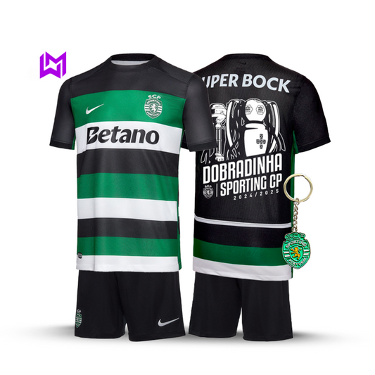 Conjunto Deportivo Infantil Principal DOBRADINHA 2024/25 - ¡MODELO EXCLUSIVO! 🦁🏆🏆 