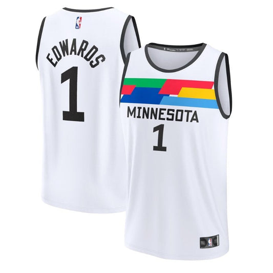 Camiseta unisex de Anthony Edwards de los Minnesota Timberwolves 2023 Fastbreak NBA - Edición City - Blanco