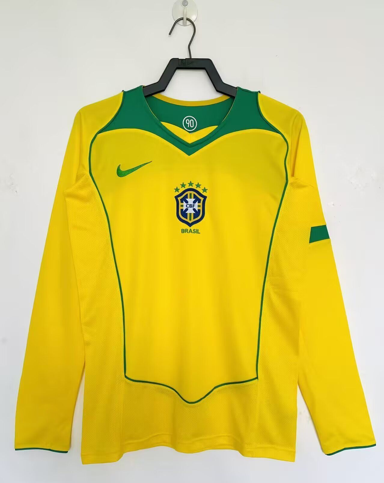 Camiseta de local de Brasil 2004 I - Versión retro de manga larga