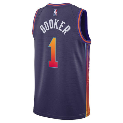 Camiseta unisex de la NBA de Devin Booker, Phoenix Suns, 23/24, morada, edición City
