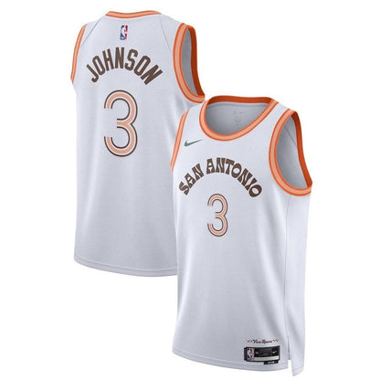 Camiseta unisex de la NBA Keldon Johnson de los San Antonio Spurs (23/24) - Blanca - Edición Ciudad