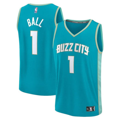 Camiseta unisex de la NBA LaMelo Ball de los Charlotte Hornets Fanatics 23/24 Fast Break - Verde azulado - Edición City