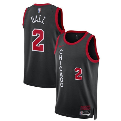 Camiseta unisex de la NBA de Lonzo Ball Chicago Bulls 23/24 - Negra - Edición City