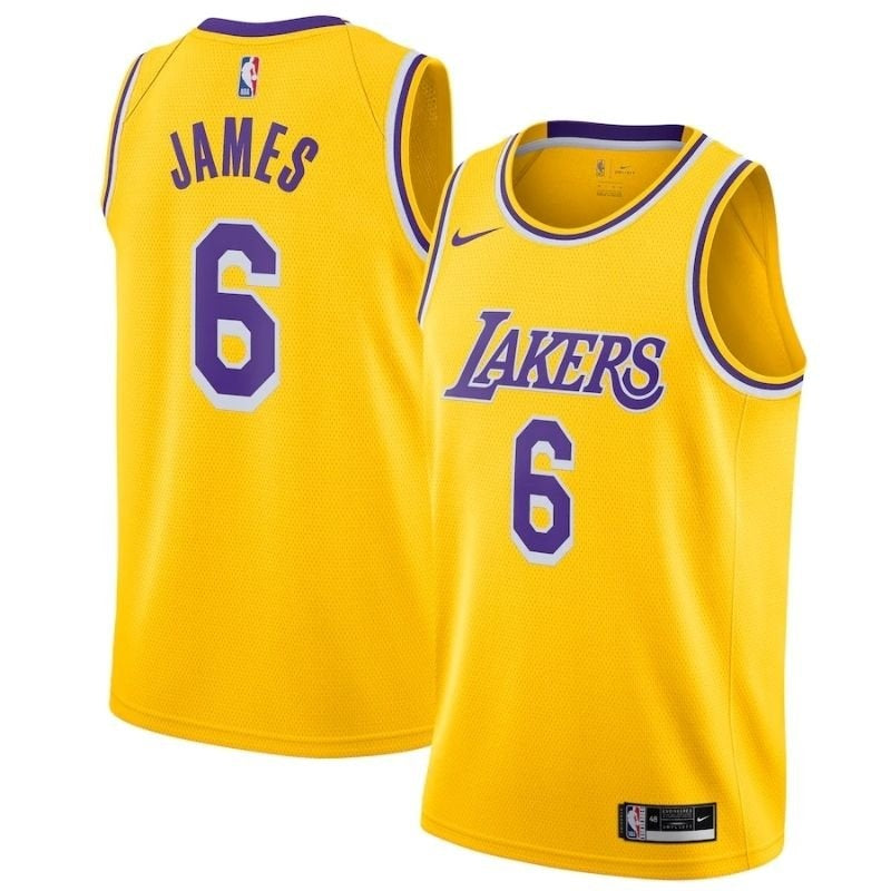 Camiseta amarilla del jugador de la NBA LeBron James #6 de Los Angeles Lakers 2021/22