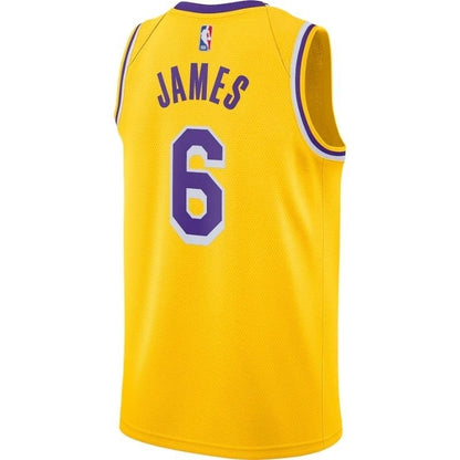 Camiseta amarilla del jugador de la NBA LeBron James #6 de Los Angeles Lakers 2021/22