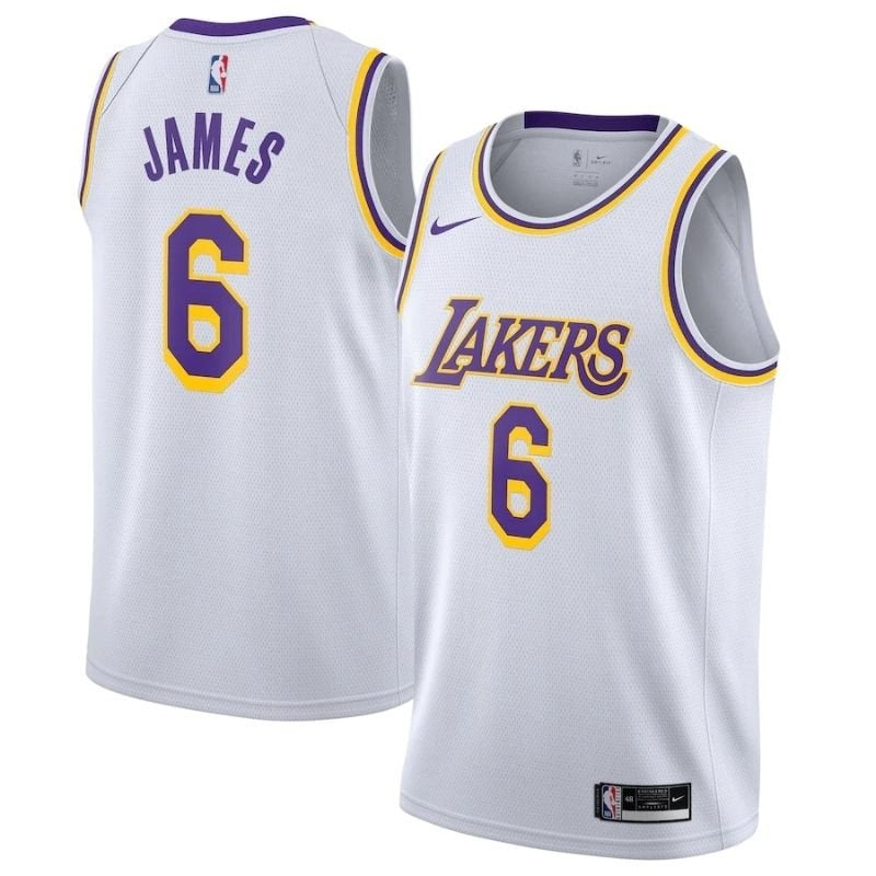 Camiseta amarilla del jugador de la NBA LeBron James #6 de Los Angeles Lakers 2021/22