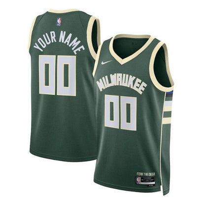 Camiseta unisex de la NBA Milwaukee Bucks 2023, color verde cazador - Edición Icon