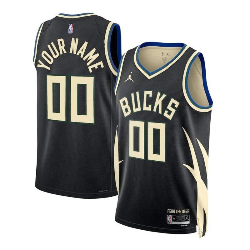 Camiseta unisex de la NBA de los Milwaukee Bucks 2023 - Edición Statement - Negra