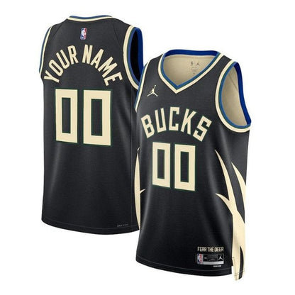 Camiseta unisex de la NBA de los Milwaukee Bucks 2023 - Edición Statement - Negra
