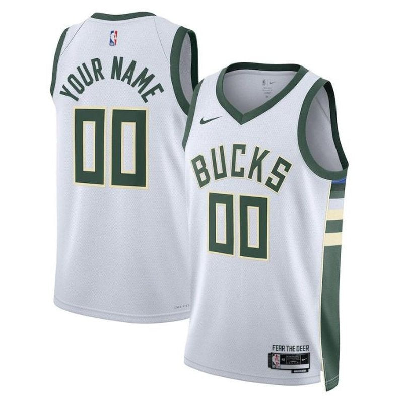 Camiseta unisex de la NBA blanca de los Milwaukee Bucks 2023 - Edición Asociación