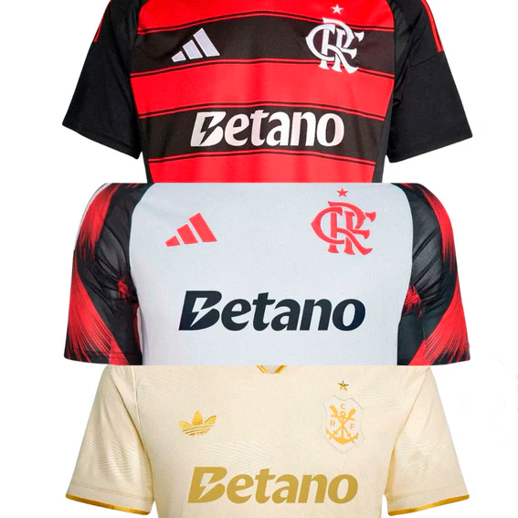 Combo de 3 Camisetas Flamengo 2025 - Versión Fan Patrocinado por Betano