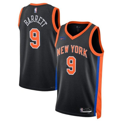 Camiseta unisex de la NBA RJ Barrett de los New York Knicks 2023 - Edición City - Negra
